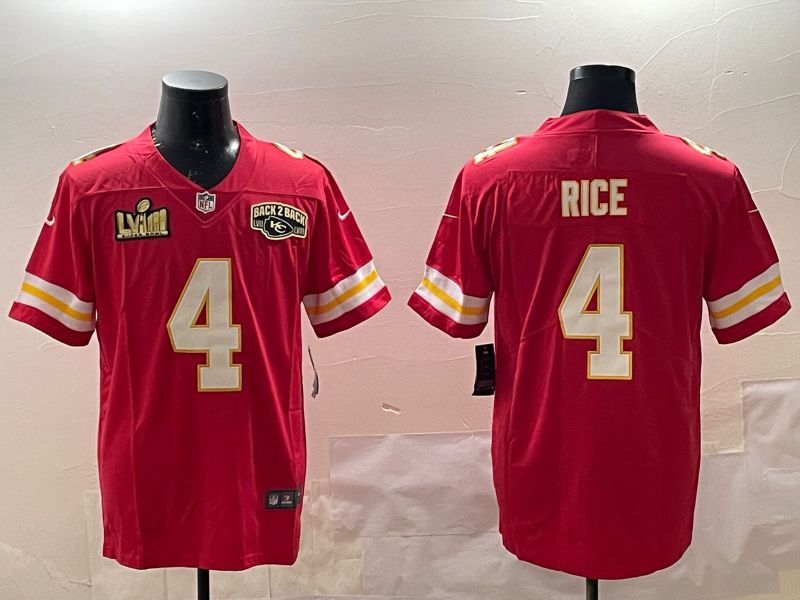 Men Kansas City Chiefs #4 Rice Red Second generations 2025 Nike Limited NFL Jersey style 2
